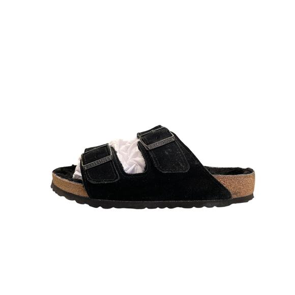 Birkenstock Arizona Shearling Suede Sandals Black W8/M6 - Picture 6 of 8